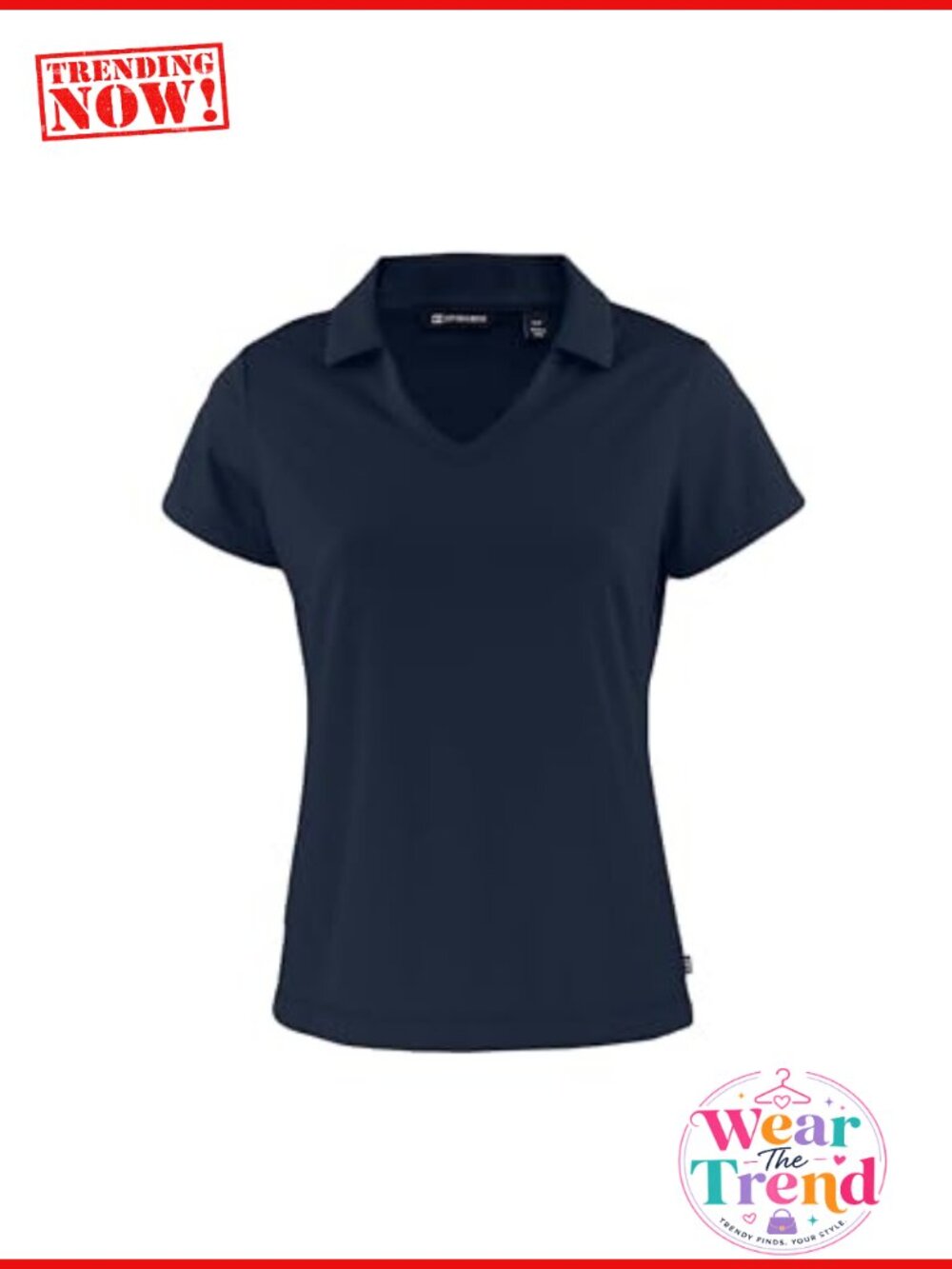 Eco Womens V-Neck Polo Short Sleeve Moisture Wicking UPF 50+ Athletic Casual